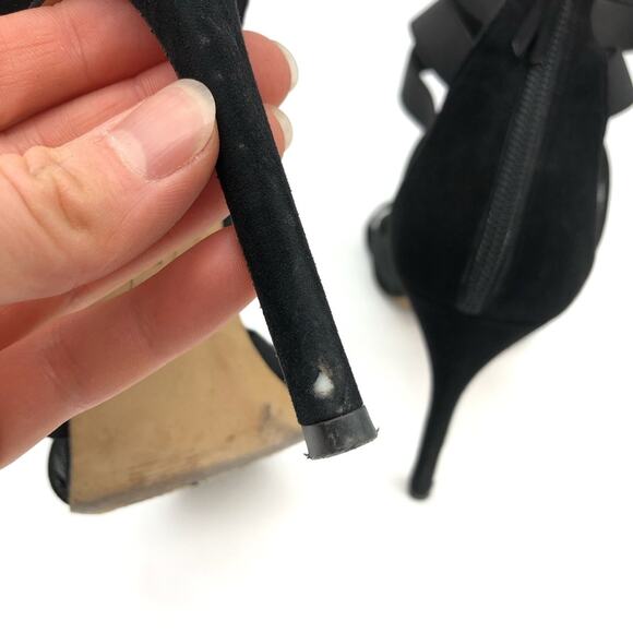 STUART WEITZMAN The Mummy Gladiator Sandal Heel Black Suede 9 - Picture 10 of 12